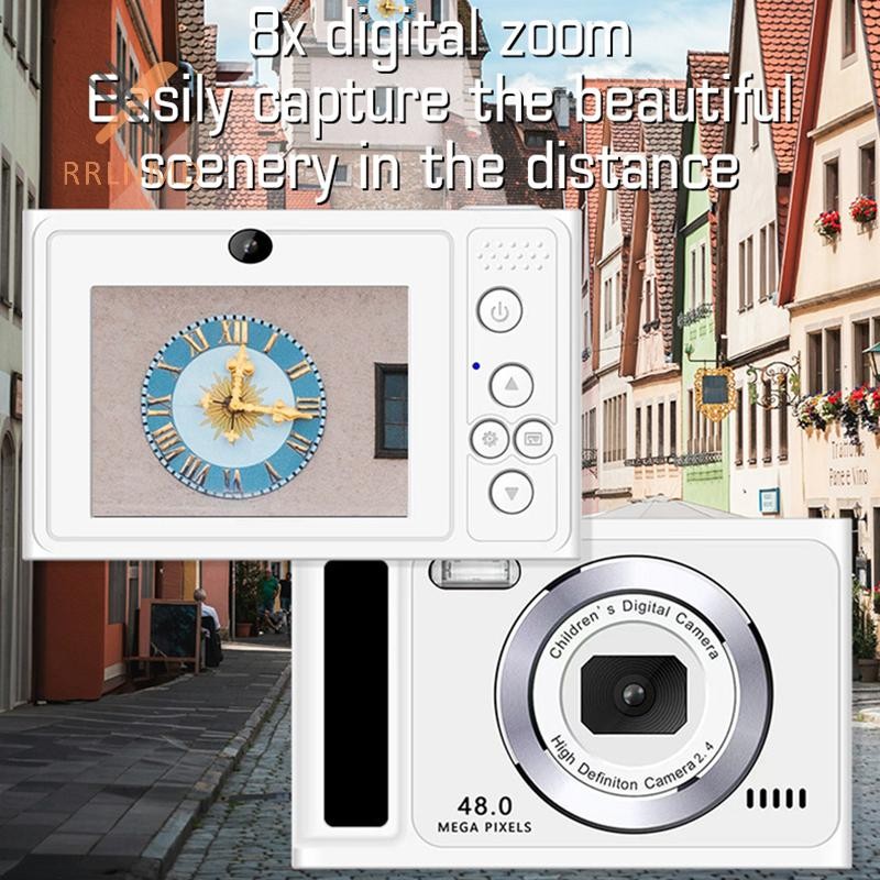 Rrlnmd 48MP Ống Kính Kép 2.8 Inch Camera Video Kỹ Thuật Số IPS 4K Camera Kỹ Thuật Số AF 16X Zoom Kỹ Thuật Số Flash Dành Cho Trẻ Em Quà Tặng Sinh Nhật Học Sinh MỚI