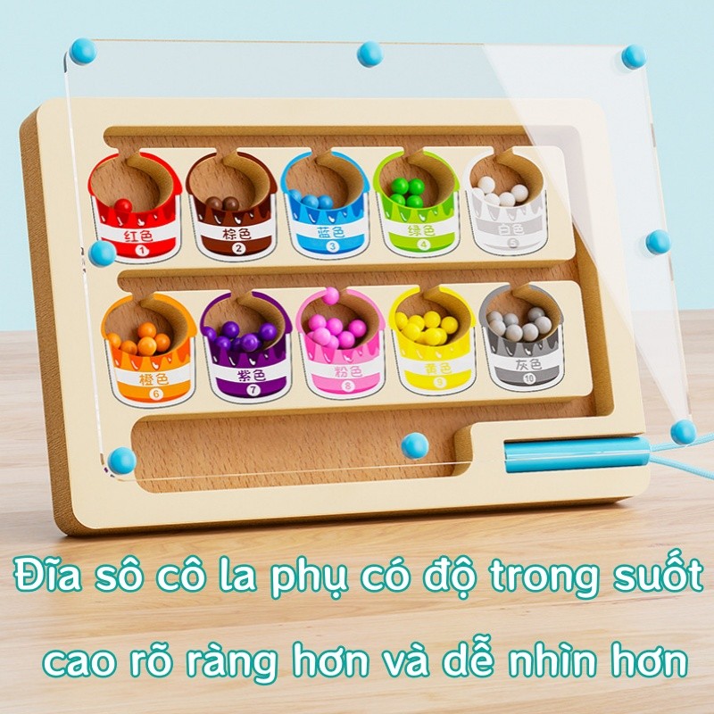【SKISOPGO】Bảng Gỗ Mê Cung Montessori Nam Châm Giúp Bé Học Số Đếm và Phân Biệt Màu Sắc Mới Mẻ