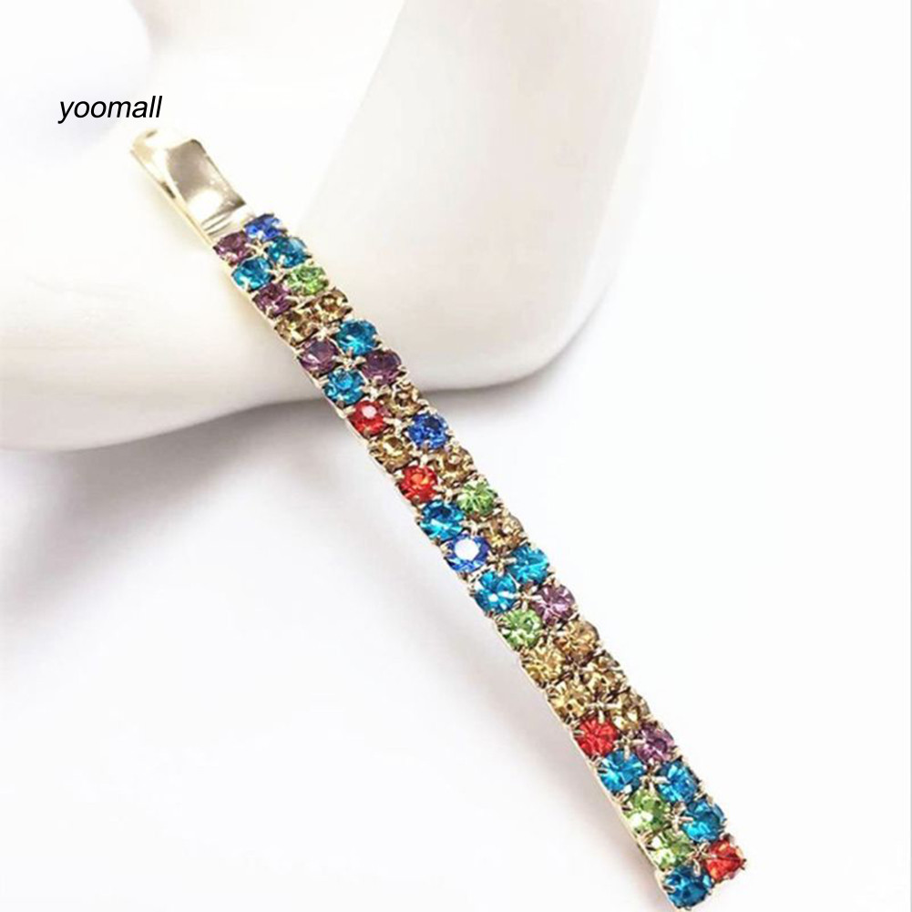 Yo / 1 Phụ Nữ Hai Hàng Kim Cương Giả Tóc Trượt Kẹp Tóc Bobby Pin Phụ Kiện Trang Sức