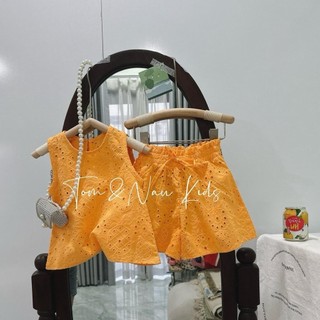 S21- Set áo phối quần ren hoa bé gái cực sang - Size 9-34Kg