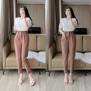 Quần tây nữ lưng cao Xưởng Quần tây 3A dáng baggy cạp cao siêu tôn dáng ống đứng chuẩn đẹp khóa trước đen trắng nâu Q79