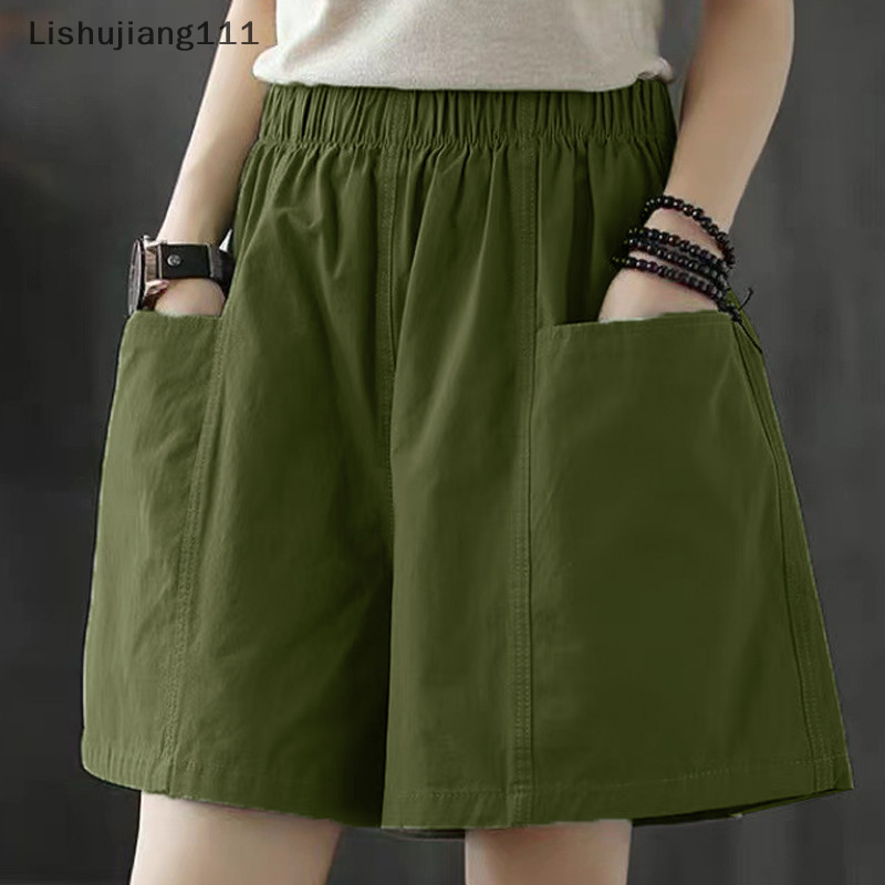 Li Kích Thước Lớn Thường Ngày Rời Sinh Viên Ống Thẳng Bảo Hộ Lao Động Quần Ba Phần Tư Quần Short Cotton Và Vải Lanh Ống Rộng SHU