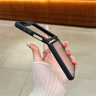 Ốp Lưng Cho Samsung Galaxy Z Flip 6 Flip 5 Flip 4 5G Cứng Acrylic Kim Loại Khóa Trong Suốt Gấp Điện Thoại Cho Samsung Z Flip6 Flip5 Flip4 Flip3 Case