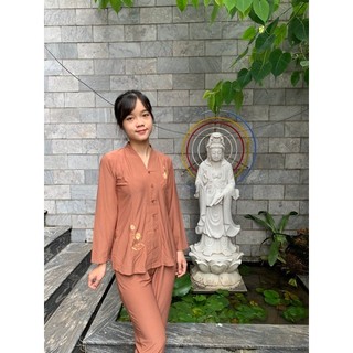 Áo lam đi chùa - bà ba vải thun- bigsize dưới 80kg