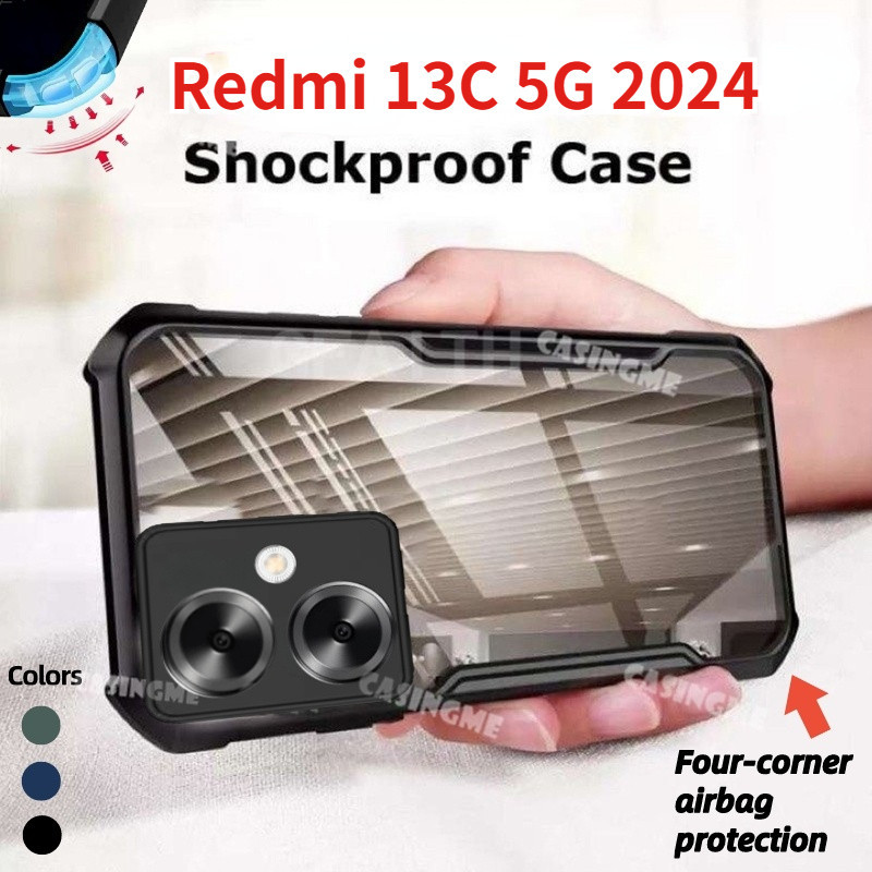 Redmi 13C 5G 2024 Túi Khí Trong Suốt Vỏ Điện Thoại Cho Redmi 13C Redmi13C 13 C C C13 4G 5G 2024 Silicon Trong Suốt Ốp lưng Acrylic Chống Sốc Ốp Lưng TPU Mềm