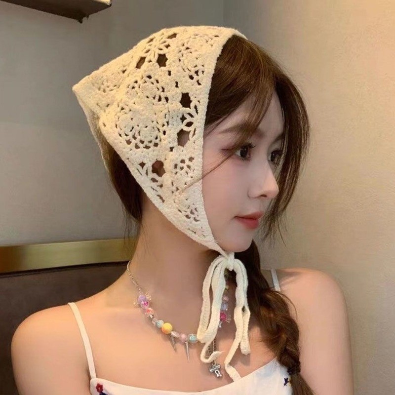 Khăn quàng cổ tam giác dệt kim rỗng dành cho nữ - Băng đô phong cách mục vụ - Xuân hè Thời trang Pháp ngọt ngào - Ảnh du lịch Turban Bandana - Phụ kiện tóc phổ biến