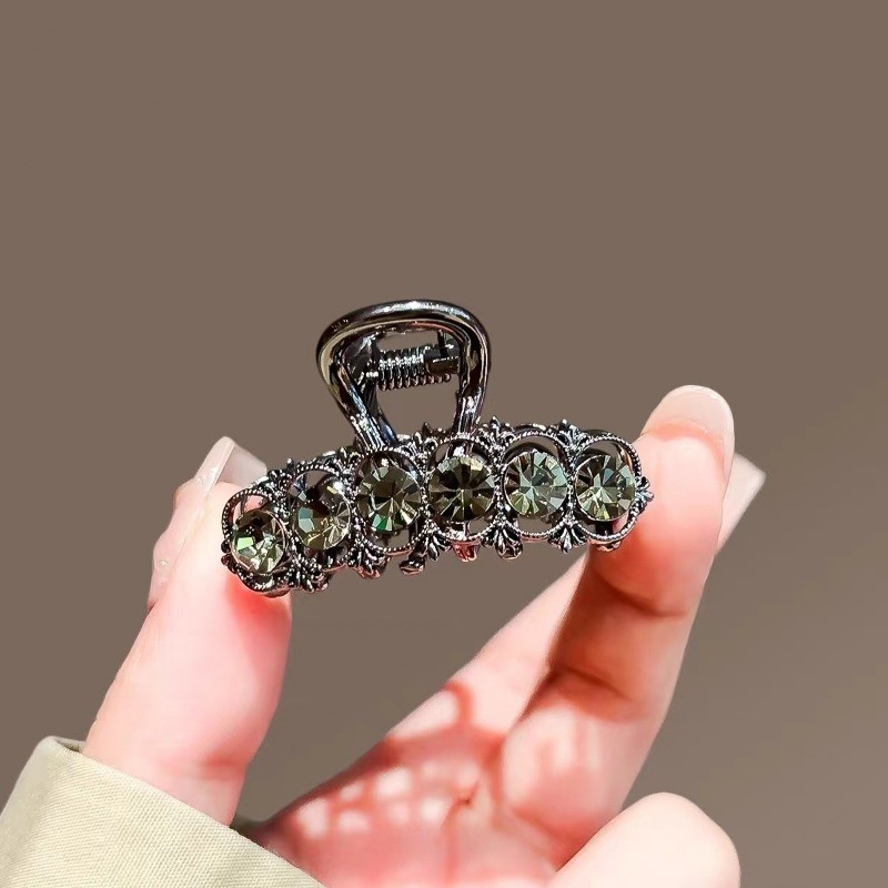 Mauropoli [Sẵn Sàng] Kim Cương Giả Cao Cấp Kích Thước Nhỏ Lấy Kẹp Nữ Phong Cách Mới Súng Đen Kẹp Tóc Kim Loại Kẹp Tóc Nổ Tóc Gãy Mũ Đội Đầu