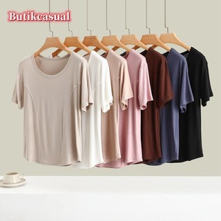 Phụ Nữ Modal Cotton Áo Sơ Mi Trơn Tay Ngắn Áo Mềm Mại Thường Ngày Top 2025 Mùa Hè Mỏng Áo Sơ Mi