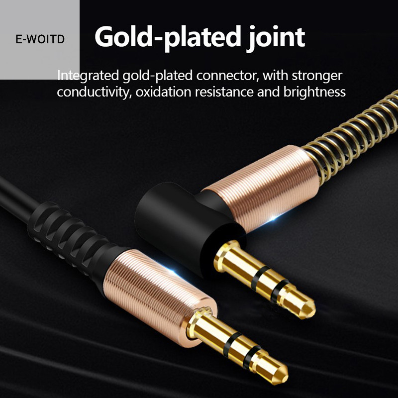E-woitd Jack 3.5mm Cáp Âm Thanh Lò Xo Ô Tô Cáp AUX Mạ Vàng Jack Nam Đến Nam Cáp HNVN