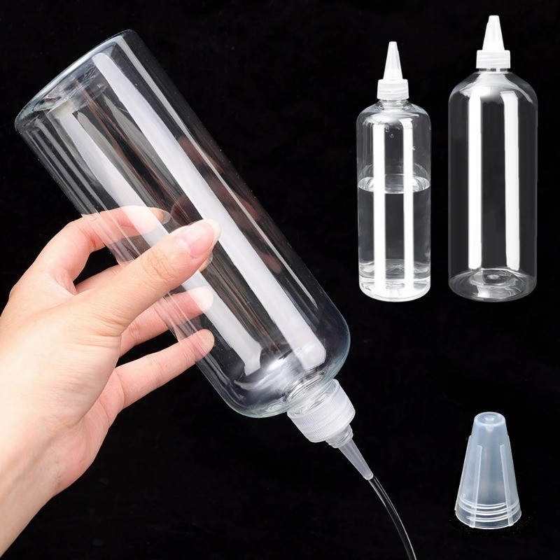 Bình Bóp Trong Suốt 500 / 1000ml - Dành Cho Keo Dầu Lotion - Hộp Đựng Rỗng - Chai Nhỏ Giọt Nhựa - Hộp Đựng Keo Mực - Chai Miệng Sắc Nét - Chai Pha Chế Du Lịch