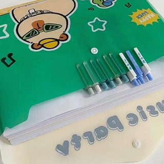 MEOWU Bìa sơmi , Bìa đựng hồ sơ có nút bấm khổ A4 chống nước hình Cappybara đáng yêu