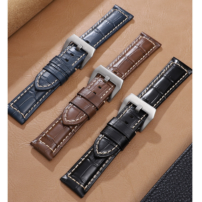 Hoa Văn Tre Da Thật Chính Hãng Dây Đeo Đồng Hồ 20 Mm 22 Mm 24 Mm 26 Mm Da Đồng Hồ Cho Panerai Vòng Tay Nam Nữ Vòng Tay Cổ Điển