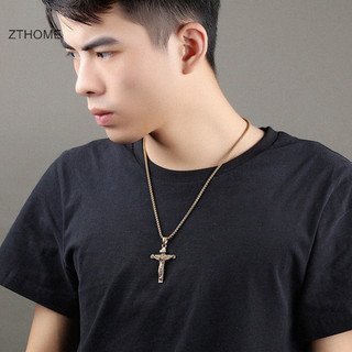 Zthome Nam Bạc Thép Không Gỉ Chúa Giêsu Kitô Thánh Giá Mặt Dây Chuyền Vòng Cổ Dây Chuyền HOT