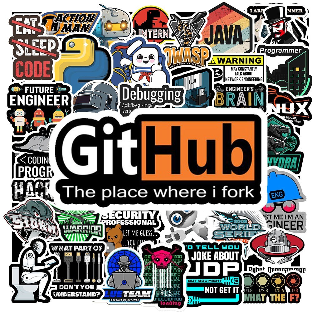 Set 50 Sticker Developer – Decal Lập Trình | Chống Nước | Dán Mũ Bảo Hiểm, Laptop, Xe, Vali