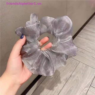 {Fh Fashion} Lưới phản quang Quá khổ Scrunchies Dây buộc tóc bằng cao su lớn Dây buộc tóc co giãn trơn Cô gái Giá đỡ đuôi ngựa Phụ kiện tóc nữ.