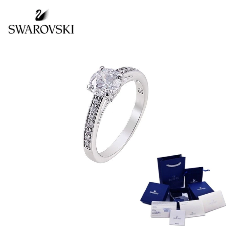 Nhẫn Swarovski hấp dẫn nhẫn cố định nhẫn bạc zircon nhẫn bộ vòng tay vòng bạc thời trang tối giản nhẫn nhẫn nhẫn pha lê xếp chồng vòng pha lê MKTG