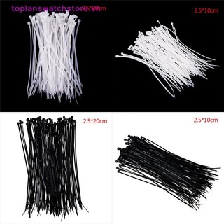 Toplanswatchstore 100 Chiếc Đai Đen Trắng Zip Dây Cáp Tự Khóa Nylon VN