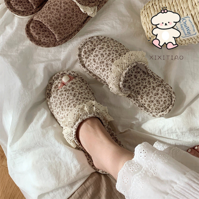 Xixitiao Cotton Lanh Dép Phong Cách Nhà Bốn Mùa Đa Năng Nữ Trong Nhà