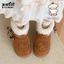 Xixitiao Giày Bốt Tuyết Mùa Đông Nữ Cổ Điển Thời Trang Retro Lót Lông Cừu Đế Dày Giữ Ấm