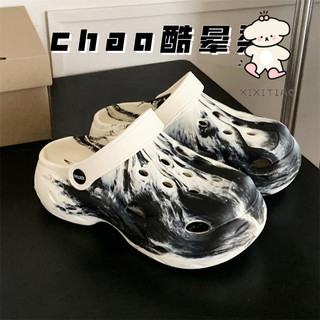 Xixitiao Phiên Bản Hàn Quốc Thời Trang Sáng Tạo Smudge Baotou Lỗ Giày Phong Cách Đường Phố Thể Thao Sinh Viên Mùa Hè Mặc Ngoài Đế Dày Giày Đi Biển Nữ