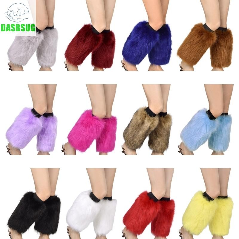 Dasbsug Nữ Màu Trơn Lông Chân Ấm Áp Mùa Đông Ấm Áp Lông Giả Giày Còng Có Tay Chân Chân Dài Tất Một Phần