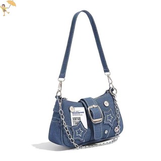 [Gou] Túi xách nữ thời trang Denim Stars Pattern Cool Girls Y2K