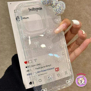 Line bow tie Phone Case for IPhone1716 15ProMax 13 15 New 12Pro Soft 14Promax Transparent Glitter Powder SF