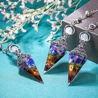 Yowei Tự Nhiên 7 Luân Xa Chữa Bệnh Pha Lê Con lắc Cho Dowsing Bói Toán Đá Thạch Anh Con lắc Cổ Reiki Mặt Dây Chuyền Trang Sức VN