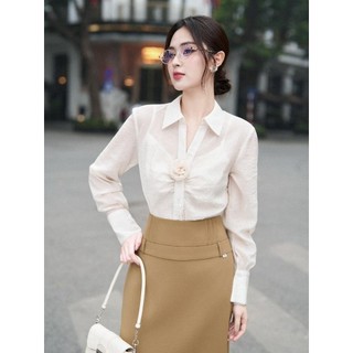 Áo sơ mi tay dài phối hoa LA436