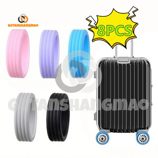 8 Chiếc Vali Màu Trơn Bánh Xe, Hộp Đựng Hành Lý Silicon Nhẹ Bánh Xe Bảo Vệ Phụ Kiện Du Lịch