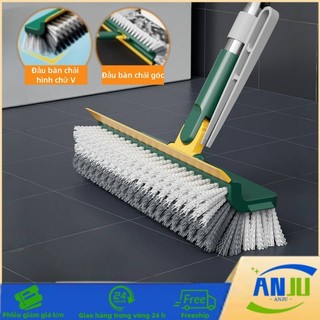 Cây Chà Sàn Nhà Tắm Đa Năng 2 Trong 1, Chổi Cọ Sàn Và Gạt Nước, Đầu Xoay 180 Độ, Cán Dài Tiện Lợi