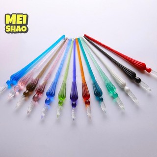 MeiShao 1 Vintage Handmade Kính Nhúng Chữ Ký Bút Mực Công Cụ Viết Văn Phòng