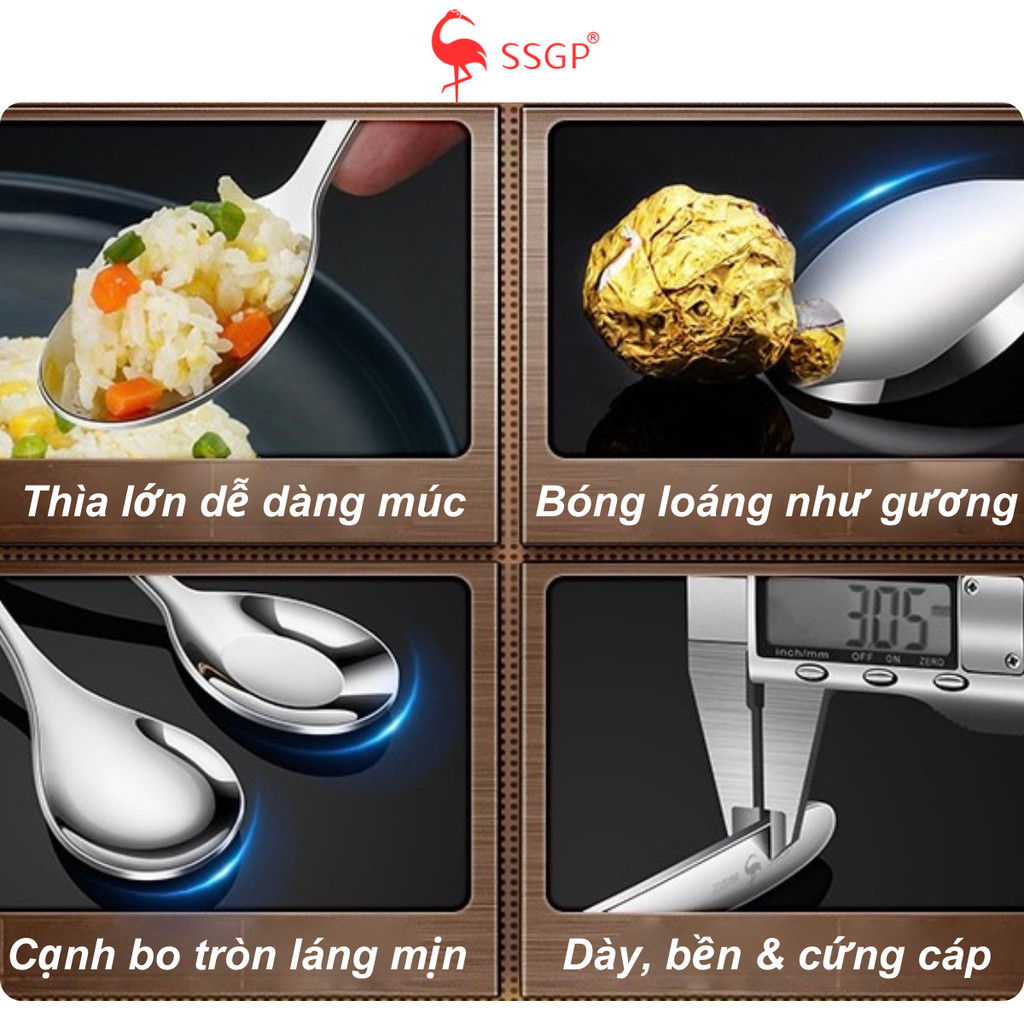 Muỗng ăn cơm inox 316 giọt nước SSGP Muỗng inox nhỏ Muỗng canh Muỗng inox 316 cao cấp Thìa inox 304