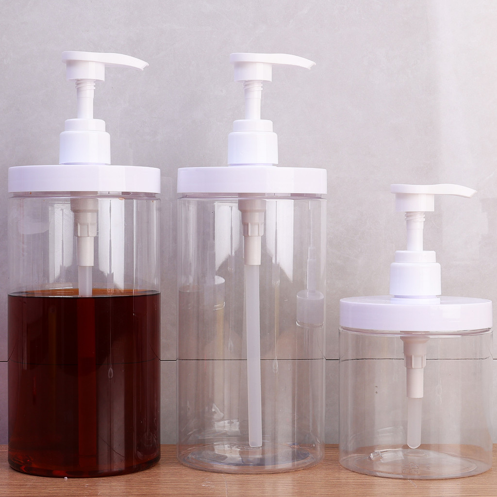 [3-5 ngày đến] Chai đựng máy bơm PET 500ml-1000ml có lỗ mở lớn, Hộp đựng có thể đổ lại bền bỉ để làm kem dưỡng da dầu gội, Chai du lịch chống rò rỉ Thiết yếu trong phòng tắm