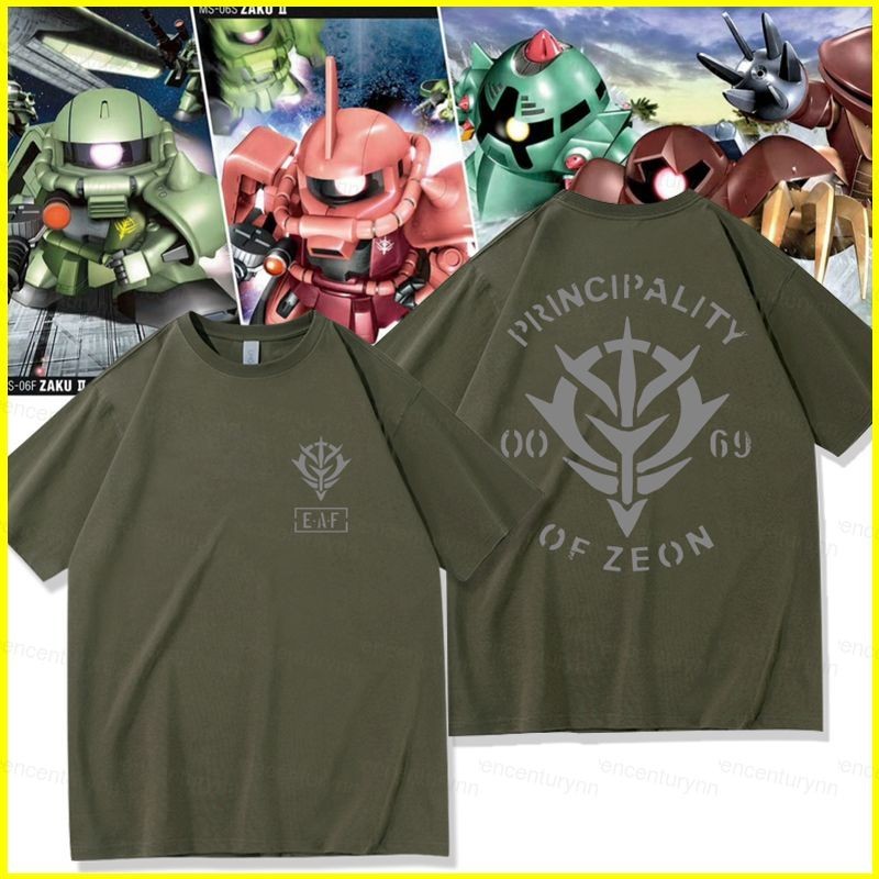 Gn GUNDAM Công quốc Zeon áo thun mùa hè hoạt hình Anime tay ngắn Top NG