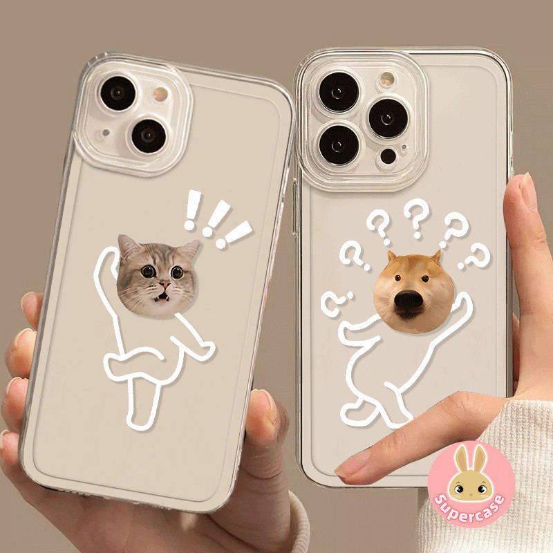 Câu hỏi vui nhộn Mark Dog cho Samsung Galaxy S24 S23 S22 S21 FE Plus Ultra S23 + S22 + S21 + S24 + Ốp điện thoại trong suốt sáng tạo