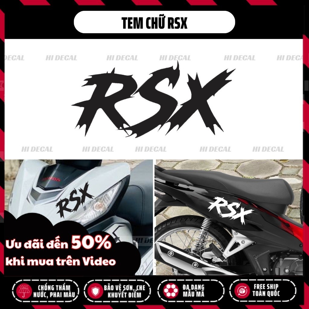 Tem chữ RSX dán xe, tem rời dán xe |TMN-026| Decal cao cấp chống nước, bền màu