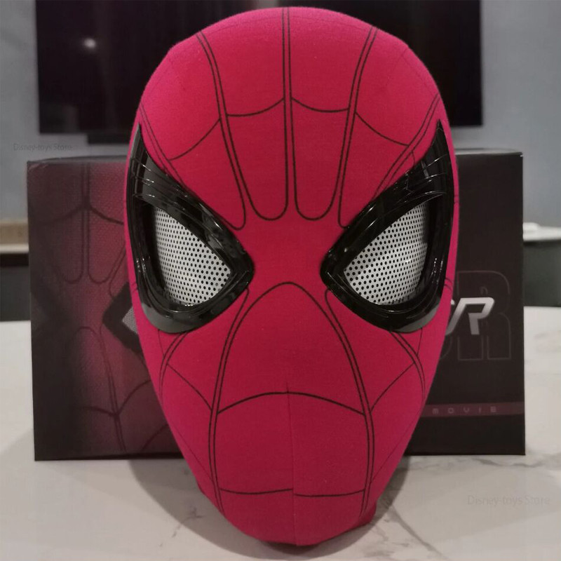 1: 1 Mascara Người Nhện Mũ Cosplay Người Nhện Cảm Ứng Đèn Led Di Chuyển Mắt Mặt nạ Điện Tử Đàn Hồi Vải Đồ Chơi