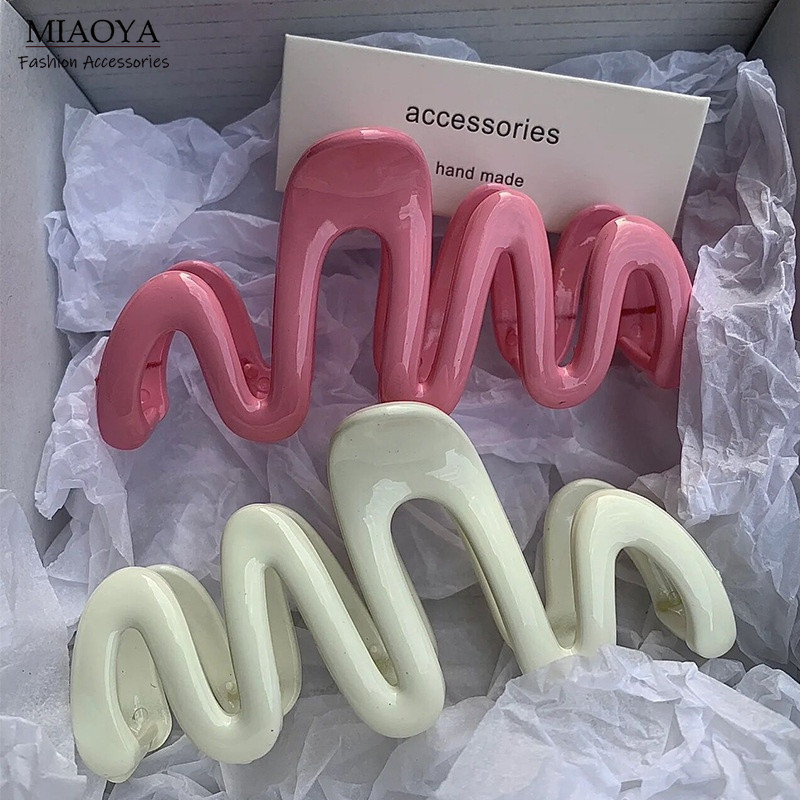 MIAOYA Y2k Bé Gái Acrylic Đầy Màu Sắc Sóng Kẹp Tóc Thời Trang Đơn Giản Sinh Viên Quà Tặng Sinh Nhật