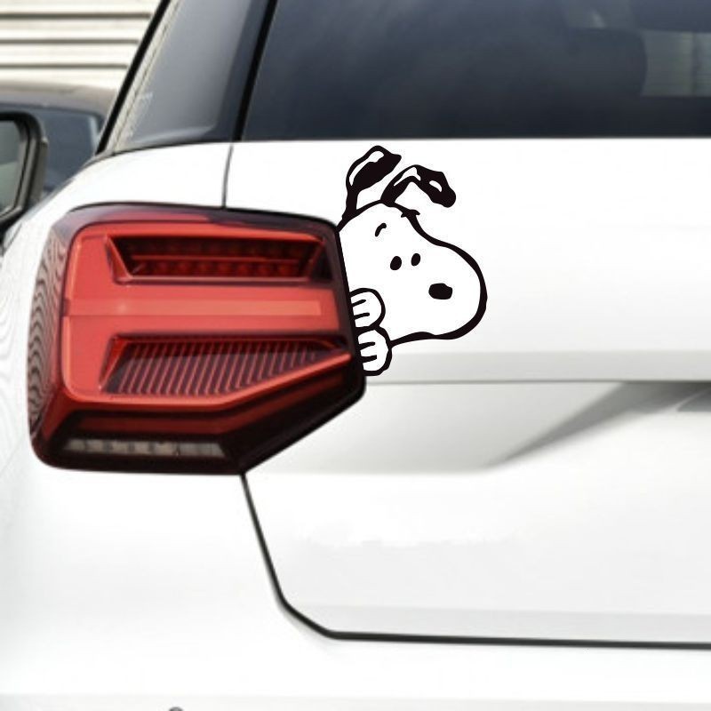 Snoopy Sticker Khối Trầy Xước Thân Cửa Sổ Bên Kính Chắn Gió Phía Sau Cảnh Báo Phản Quang Nhãn Dán Trang Trí Xe Điện Miếng Dán