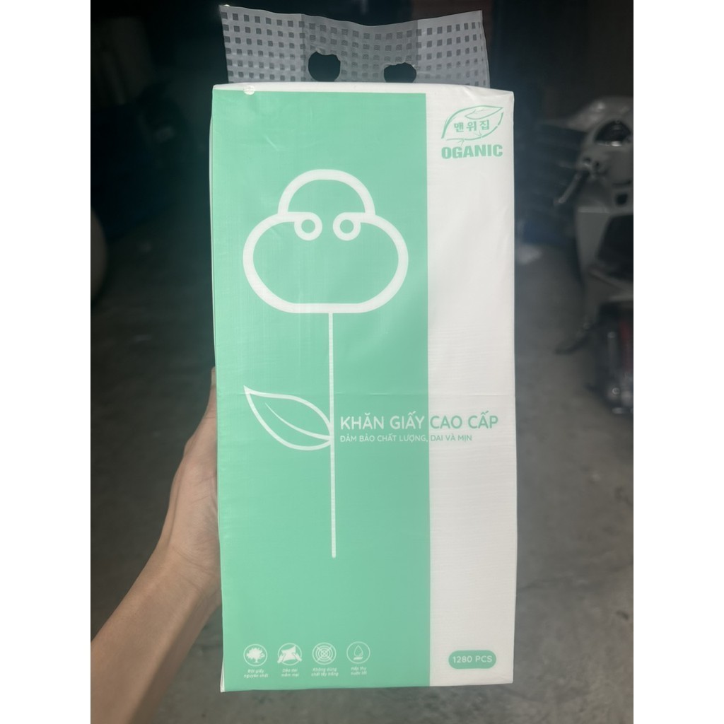 Giấy rút treo tường organic 3 màu, khăn giấy vệ sinh rút tiện lợi 1280 tờ bằng bột gỗ nguyên sinh mềm mại