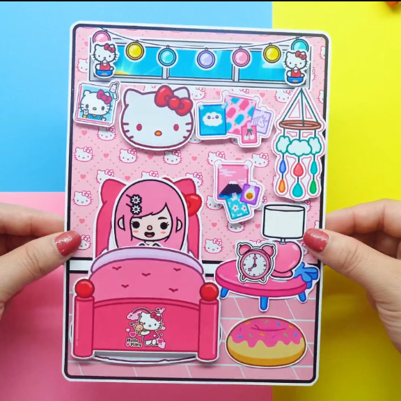 Đồ Chơi Ngôi Nhà Búp Bê Giấy Cắt Thủ Công Hello Kity Toca Life World H19 đồ chơi cho bé gái đồ chơi kuromi cô tiên xanh