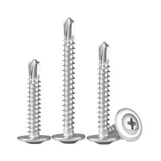 M4.2 / M4.8 Thép không gỉ Đầu phẳng lớn Mũi khoan đuôi Vít Tấm sắt Nội thất Vít Đầu tròn Vít tự khai thác có miếng đệm