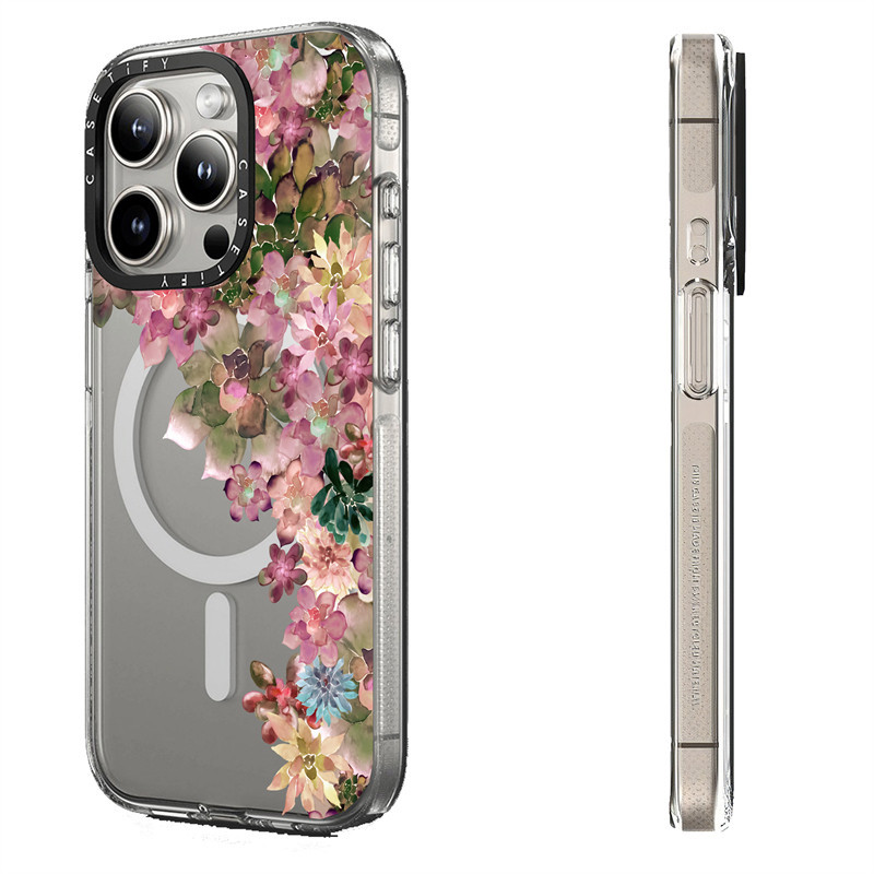 Casetify X Một bức màn của những giấc mơ Hút từ tính Trong suốt Cứng Acrylic Mặt sau TPU Edge Case Sideband Phông chữ Vỏ điện thoại Vỏ tác động cho Apple IPhone 13 14 15 Pro Max
