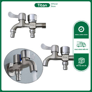 Vòi nước 2 đầu ra inox chia nước thành 2 cổng xả độc lập, chất liệu Inox 304 cao cấp T73