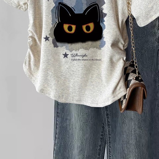 Suxi Ngọt Ngào In Hoạt Hình Mùa Hè Mới Thường Ngày Slim Fit Đa Năng Cổ Tròn Tay Ngắn Áo Thun Nữ Nguyên Chất Cotton Top 240529