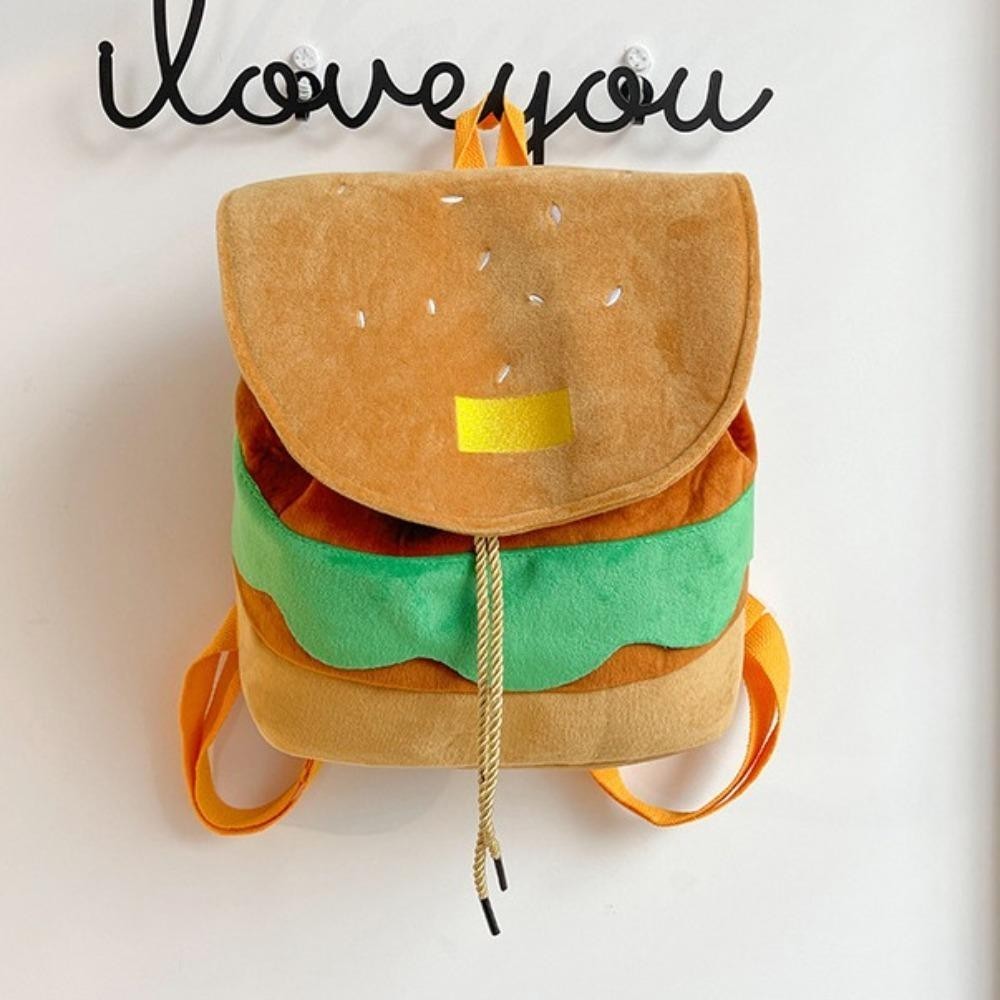 Ba lô Hamburger ESSENCEH, Túi đi học dây rút đa chức năng dung tích lớn, Ba lô Hamburger hoạt hình có thể điều chỉnh sáng tạo dành cho cha mẹ và con cái Trẻ em