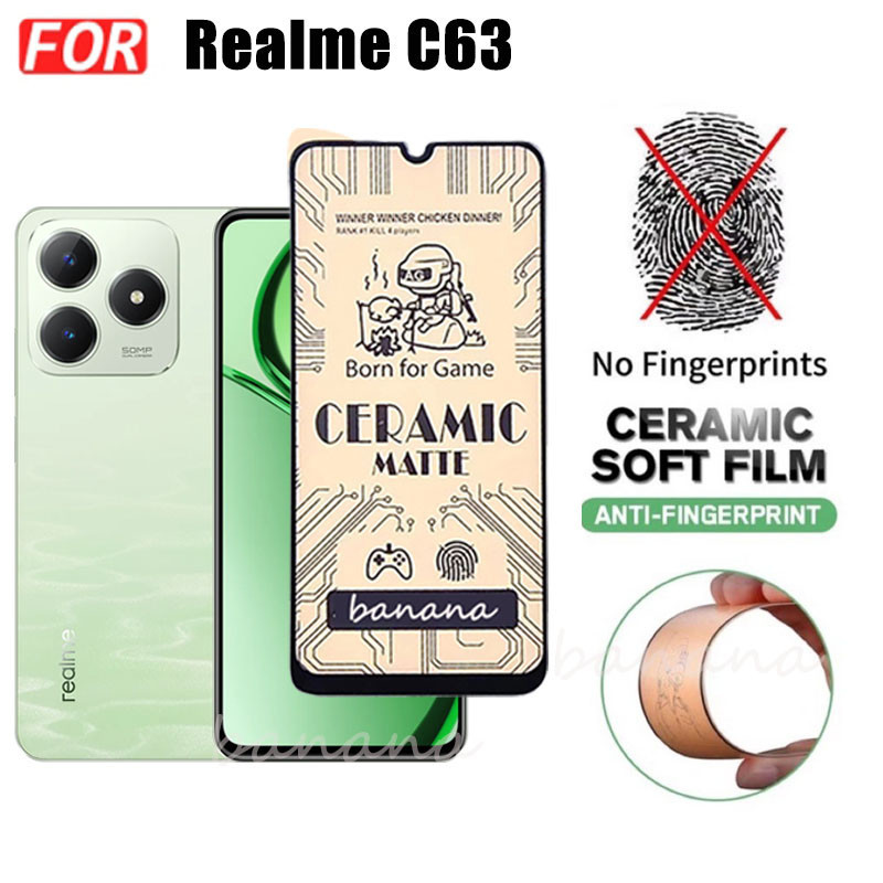 Kính cường lực gốm 3 TRONG 1 Realme C63 cho Realme C67 C65 C53 C51 Ống kính máy ảnh Kính bảo vệ màn hình và phim mặt sau