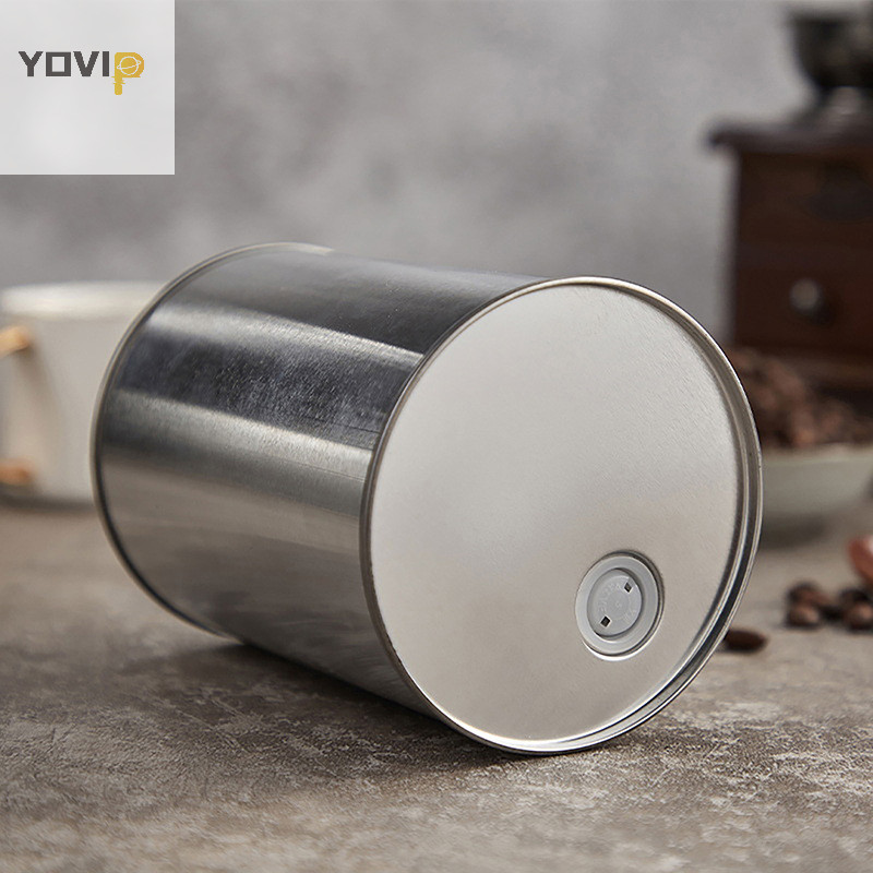 Yovip Bạc Tròn Cà Phê Đậu Bảo Quản Có Thể Nhà Bếp Nắp Vít Cà Phê Đường Thiếc Tổ Chức Hộp Đựng Bao Bì VN