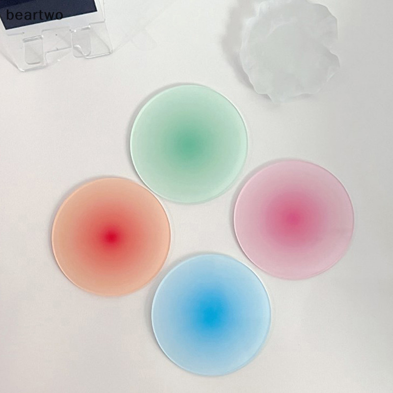 < Beartwo > 4 Màu Acrylic Đế Lót Ly Bàn Tròn Thảm Shoog Đạo Cụ Cách Nhiệt Placemat Đẹp